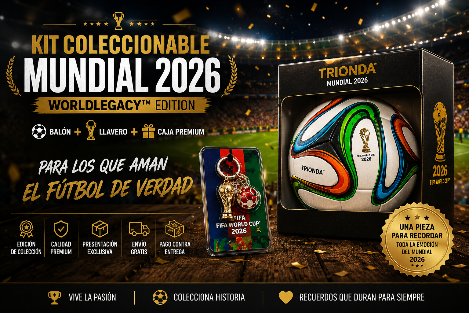 🏆 KIT COLECCIONABLE MUNDIAL 2026 – WORLDLEGACY™ EDITION  ⚽ Balón + 🏆 Llavero Exclusivo + 🎁 Caja Premium
